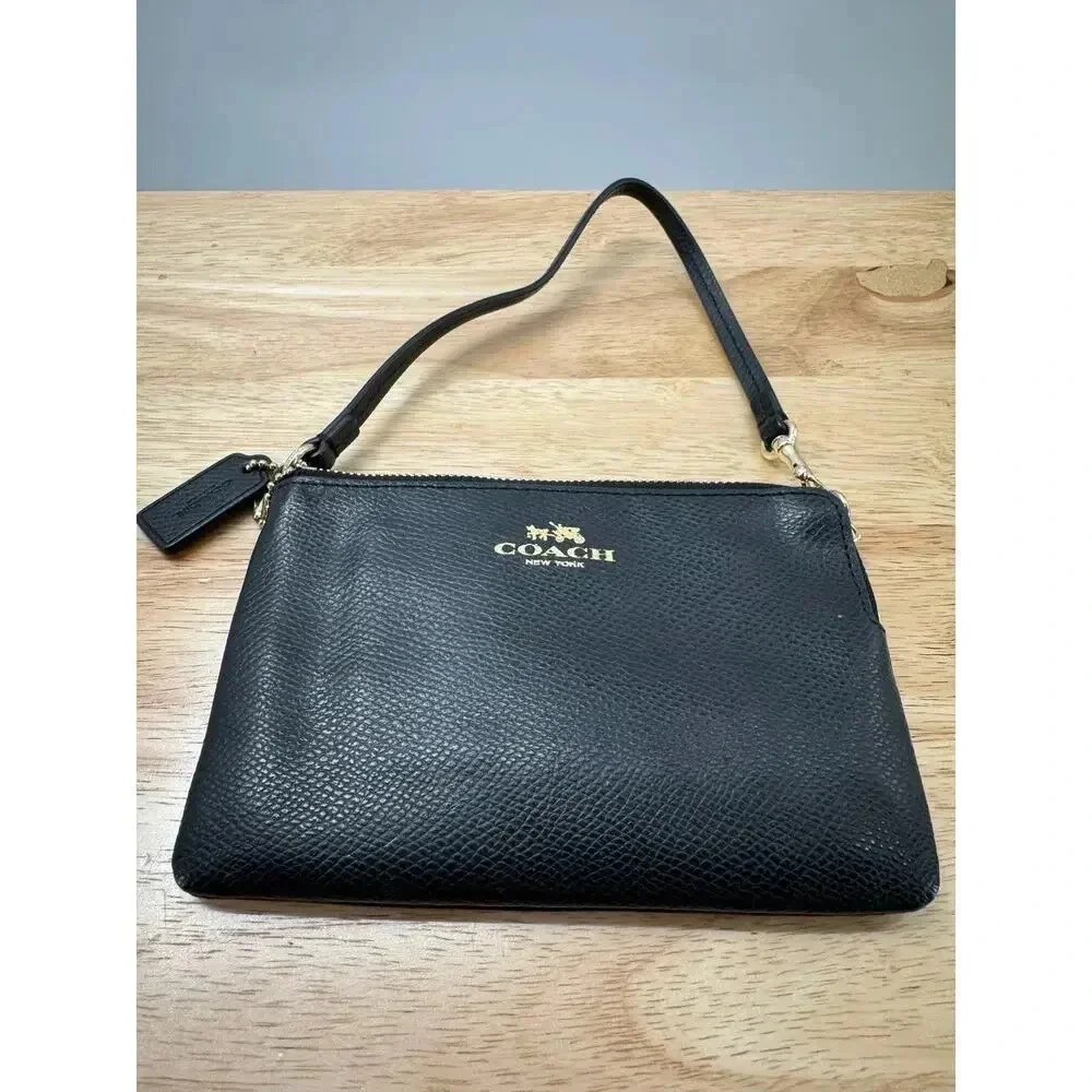 Coach Corner Zip Wristlet in Crossgrain Leather Stylish & Durable Leather Wallet